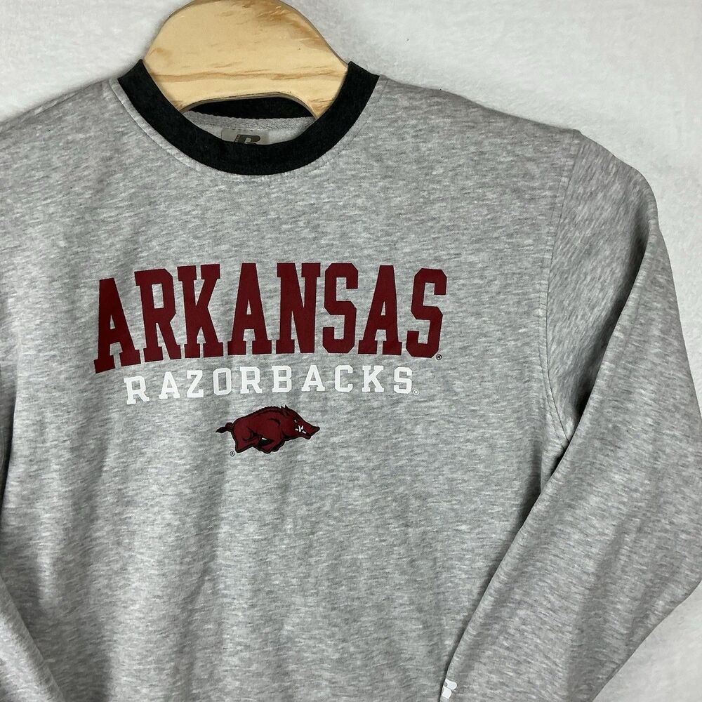 Arkansas Razorbacks Crewneck Sweatshirt Gray Russell Athletic Men’s Med Pullover